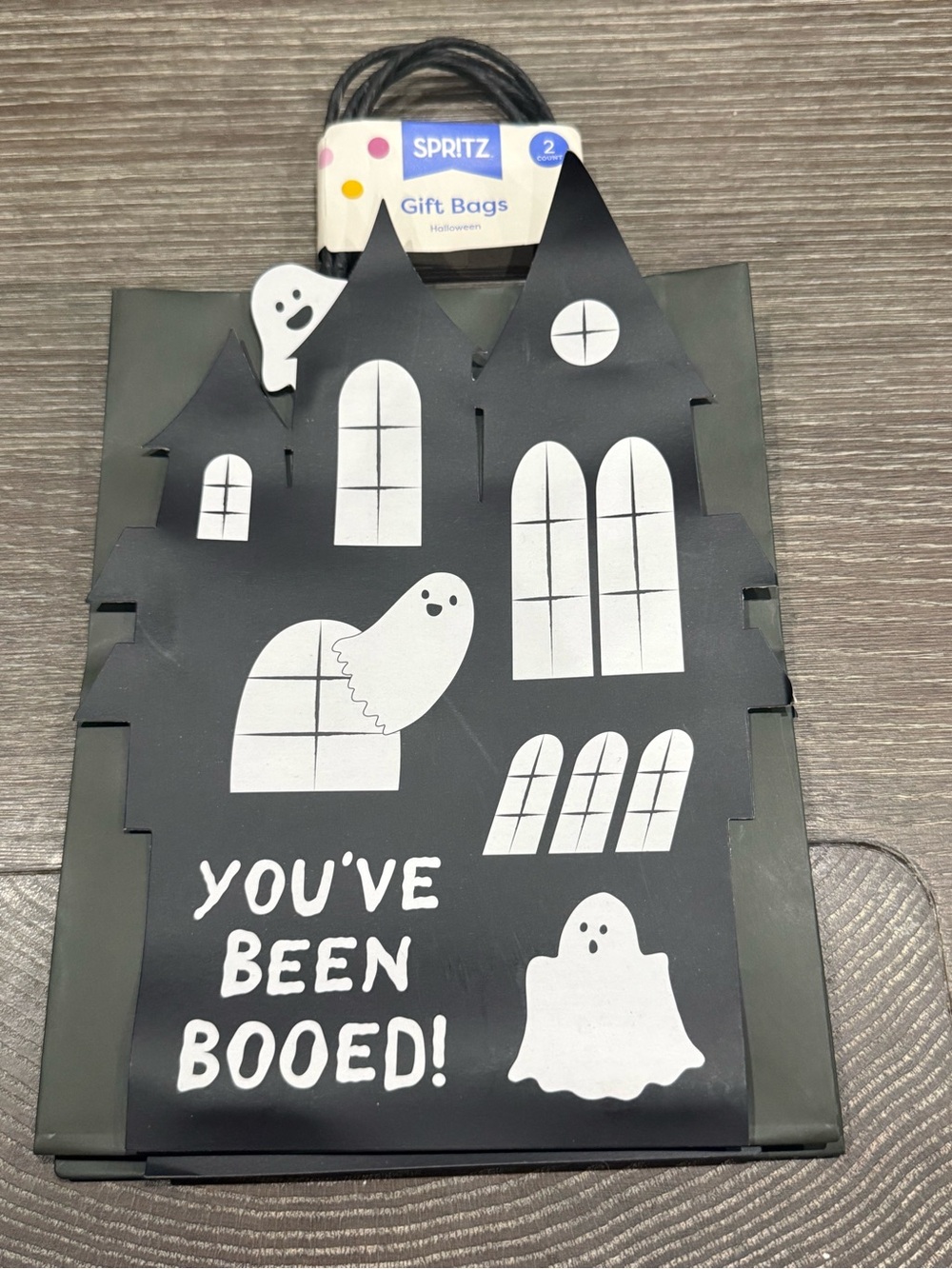NWT Spritz Black and White Haunted House Halloween Gift Bags 2 count